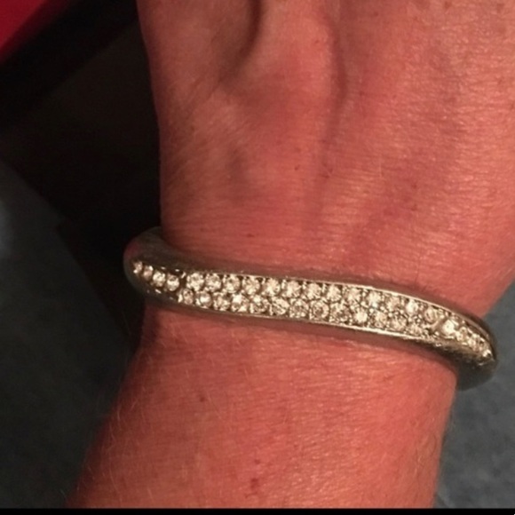 Pave Crystal Curved Hinged Bangle - Picture 2 of 10